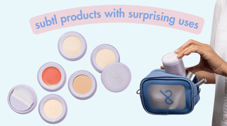 5 products in subtl’s mini travel makeup kit with unconventional uses