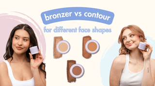 travel makeup bronzer vs contour for different face shapes, featuring two women showcasing the subtl beauty refillable makeup stak