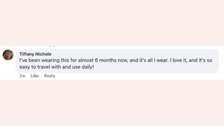 Product review from Tiffany Nichole on a light pink background