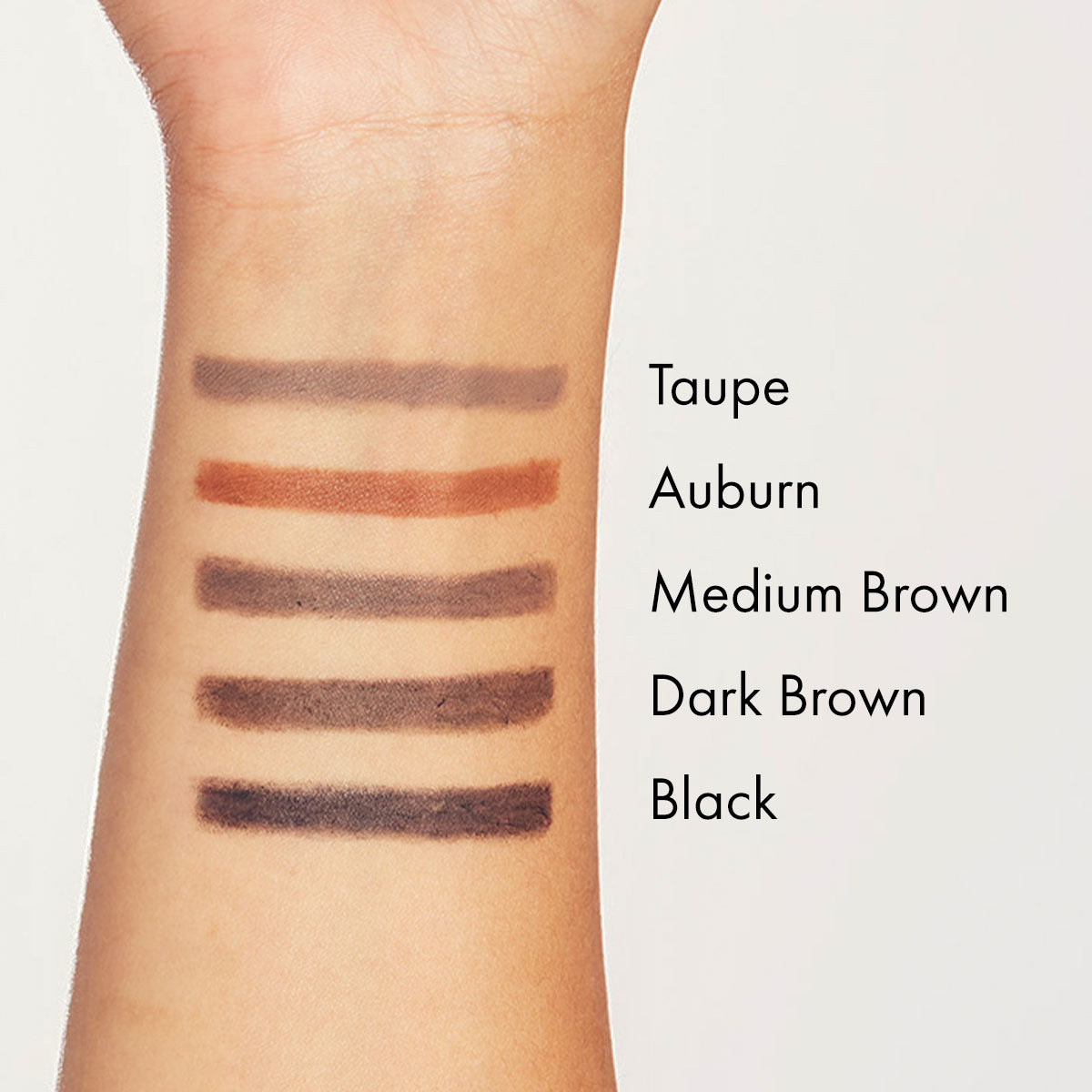 All five shades swatched